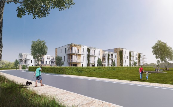Nouveaux logements sociaux basse énergie au quartier « La Fourche » à Marche-en-Famenne.